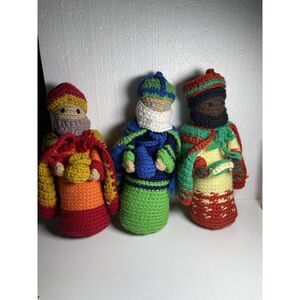 Crochet‎ Handmade Set Of 3 Wisemen Figures Excellent Condition Epiphany nativity